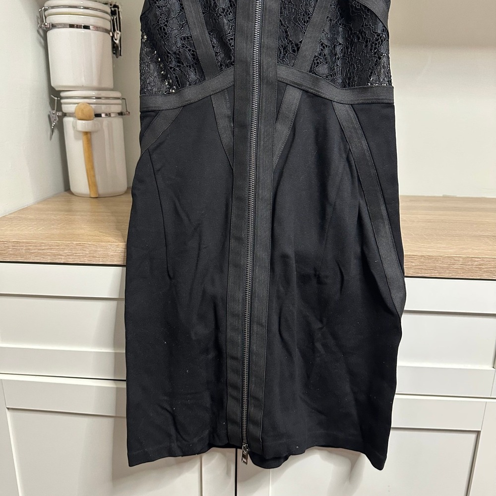 AllSaints Kiro Dress Womens Size 6 Black Lace Cutout Bodycon Mini LBD Cocktail - Picture 10 of 13